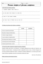 Phrases simples et phrases complexes - Exercices corrigés : 8ème Harmos - PDF à imprimer