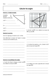 Calculer les angles - Révisions brevet - Cosinus et sinus : 11ème Harmos - PDF à imprimer