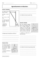 Réductions et agrandissement - Cône et pyramide - Révisions brevet : 11ème Harmos - PDF à imprimer