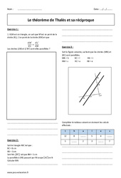Théorème de Thales et sa réciproque - Exercices corrigés : 11ème Harmos - PDF à imprimer