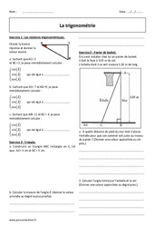 Trigonométrie - Exercices avec  correction : 11ème Harmos - PDF à imprimer