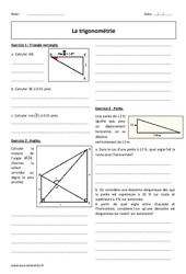 Cosinus, sinus , tangente - Révisions brevet sur la trigonométrie : 11ème Harmos - PDF à imprimer