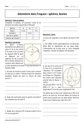 Géométrie dans l’espace - Révisions brevet sur les sphères et les boules : 11ème Harmos - PDF à imprimer