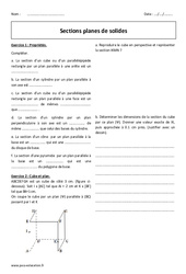 Sections planes de solides - Exercices corrigés  : 11ème Harmos - PDF à imprimer