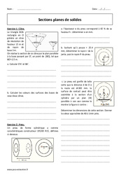 Solides - Sections planes - Révisions brevet : 11ème Harmos - PDF à imprimer