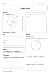 Angle inscrit - Révisions brevet : 11ème Harmos - PDF à imprimer