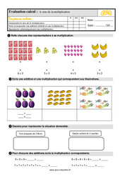 Le sens de la multiplication - Examen Evaluation : 5ème Harmos - PDF à imprimer