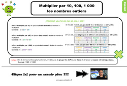 Multiplier par 10, 100, 1 000 les nombres entiers - Cours, Leçon : 5ème Harmos - PDF gratuit à imprimer