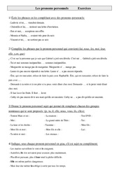 Pronoms personnels - Exercices - Grammaire : 6ème Harmos - PDF à imprimer