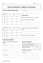 Soustraction et addition - Exercices - Ecriture fractionnaire : 10ème Harmos - PDF à imprimer