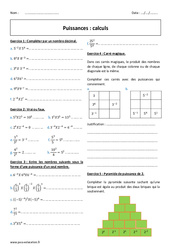 Puissances - Calculs - Exercices corrigés : 10ème Harmos - PDF à imprimer