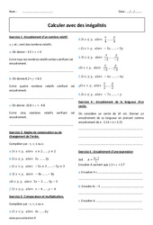 Inégalités - Calculs - Exercices  : 10ème Harmos - PDF à imprimer