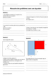 Résoudre des problèmes avec une équation - Exercices avec correction : 10ème Harmos - PDF à imprimer