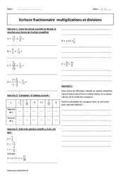 Ecriture fractionnaire - Multiplications et divisions - Exercices : 10ème Harmos - PDF à imprimer