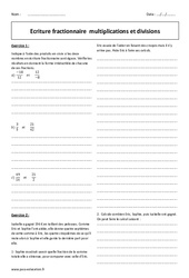 Multiplications et divisions d'écriture fractionnaire - Exercices  : 10ème Harmos - PDF à imprimer