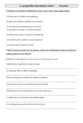 Proposition subordonnée relative - Exercices - Grammaire : 6ème Harmos - PDF à imprimer