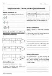 Calculer une  proportionnelle - Exercices de  sur la proportionnalité : 10ème Harmos - PDF à imprimer