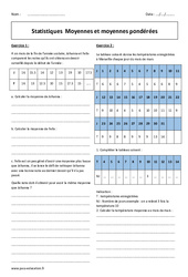 Moyennes et moyennes pondérées - Exercices corrigés sur les statistiques : 10ème Harmos - PDF à imprimer