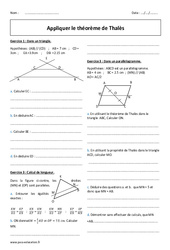 Appliquer le théorème de Thalès - Exercices corrigés : 10ème Harmos - PDF à imprimer