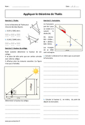 Théorème de Thalès - Exercices  : 10ème Harmos - PDF à imprimer