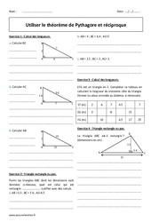 Utiliser le théorème de Pythagore et réciproque - Exercices  : 10ème Harmos - PDF à imprimer