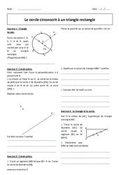 Cercle circonscrit - Triangle rectangle - Exercices corrigés : 10ème Harmos - PDF à imprimer