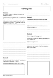 Tangentes - Exercices  : 10ème Harmos - PDF à imprimer