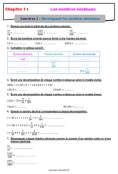 Décomposer les nombres décimaux - Révisions - Exercices avec correction : 8ème Harmos - PDF à imprimer