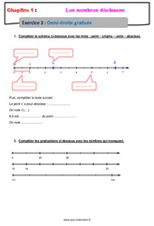 Demi - droite graduée - Révisions - Exercices avec correction sur les nombres décimaux : 8ème Harmos - PDF à imprimer