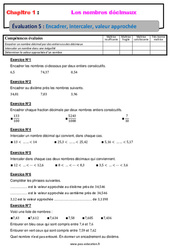 Encadrer, intercaler, valeur approchée - Examen Evaluation avec la correction sur les nombres décimaux : 8ème Harmos - PDF à imprimer