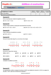 Addition des nombres décimaux - Examen Evaluation, bilan, contrôle avec la correction : 8ème Harmos - PDF à imprimer