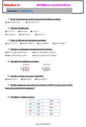 Addition des nombres décimaux - Révisions - Exercices avec correction : 8ème Harmos - PDF à imprimer