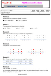 Soustraction des nombres décimaux - Examen Evaluation, bilan, contrôle avec la correction : 8ème Harmos - PDF à imprimer