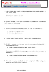 Situation problèmes - Exercices avec correction - Addition et soustraction des nombres décimaux : 8ème Harmos - PDF à imprimer