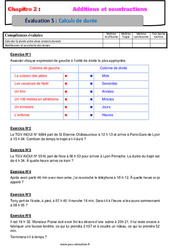 Calculs de durée - Examen Evaluation avec la correction - Addition et soustraction des nombres décimaux : 8ème Harmos - PDF à imprimer