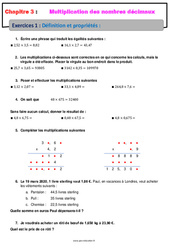 Définition et propriétés - Révisions - Exercices avec correction - Multiplication des nombres décimaux : 8ème Harmos - PDF à imprimer