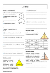 Cônes - Exercices  : 10ème Harmos - PDF à imprimer