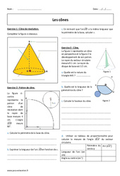 Cônes - Exercices avec correction : 10ème Harmos - PDF à imprimer