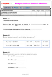 Evaluation Priorité des opérations - Examen Evaluation, bilan, contrôle avec la correction : 8ème Harmos - PDF à imprimer