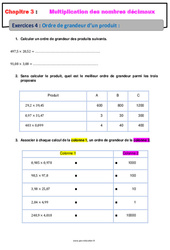 Ordre de grandeur d’un produit - Révisions - Exercices avec correction - Multiplication des nombres décimaux : 8ème Harmos - PDF à imprimer