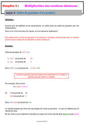 Ordre de grandeur d’un produit - Cours - Multiplication des nombres décimaux : 8ème Harmos - PDF à imprimer