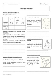 Calcul de volumes - Exercices  : 10ème Harmos - PDF à imprimer