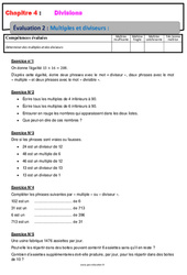 Multiples et diviseurs - Examen Evaluation, bilan, contrôle avec la correction - Divisions : 8ème Harmos - PDF à imprimer