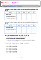 Critères de divisibilité - Révisions - Exercices avec correction - Divisions : 8ème Harmos - PDF à imprimer