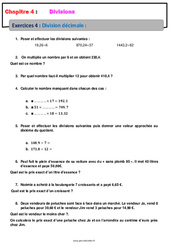 Division décimale - Révisions - Exercices avec correction - Divisions : 8ème Harmos - PDF à imprimer