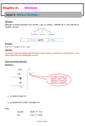 Division décimale - Cours - Divisions : 8ème Harmos - PDF à imprimer