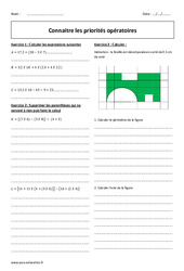 Connaitre les priorités opératoires - Exercices  : 9eme Harmos - PDF à imprimer