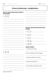 Ecriture fractionnaire - Multiplications - Exercices corrigés : 9eme Harmos - PDF à imprimer