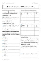 Ecriture fractionnaire - Addition - Soustraction - Exercices : 9eme Harmos - PDF à imprimer