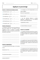 Pourcentages - Exercices avec correction : 9eme Harmos - PDF à imprimer